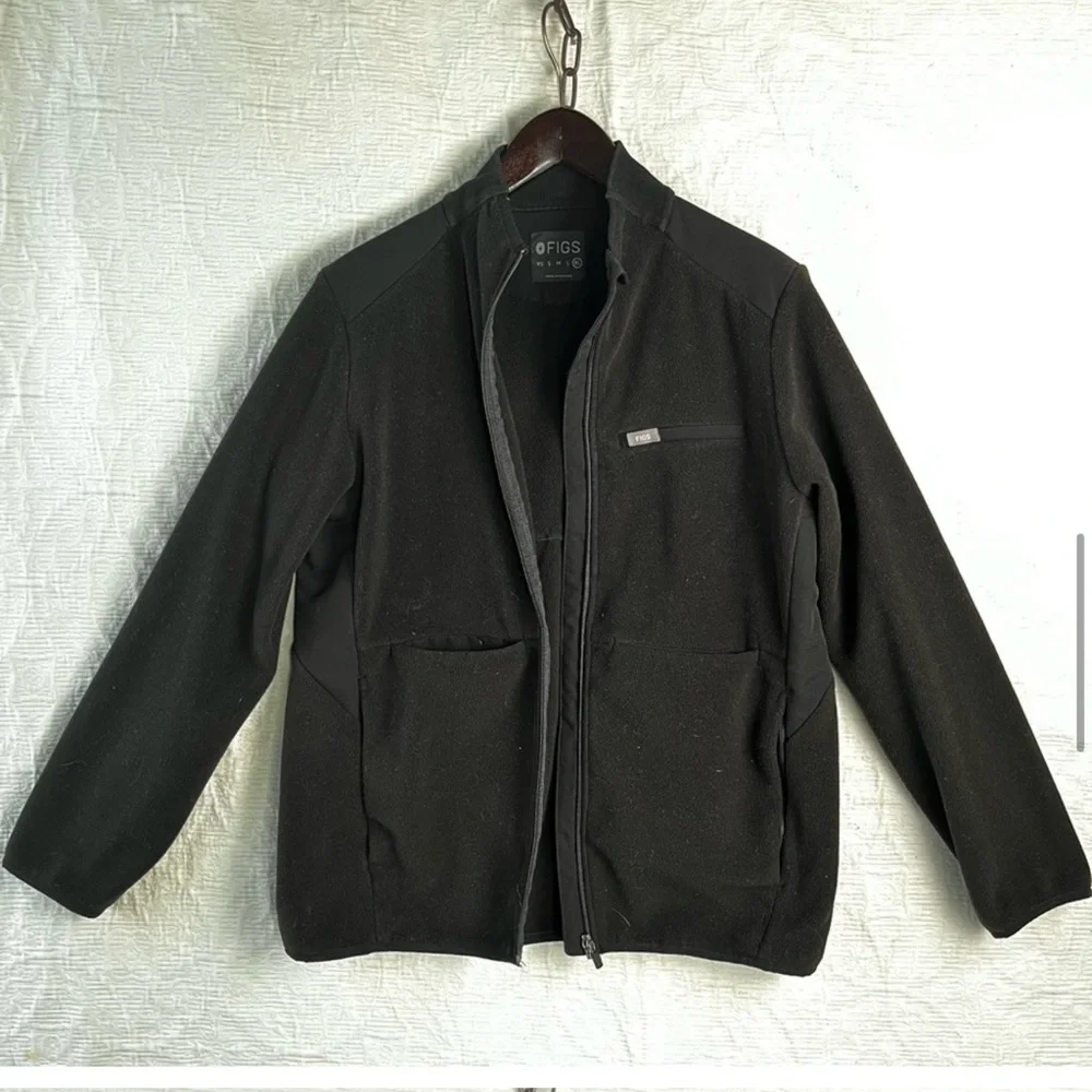 Figs On Shift Fleece women’s XL black work jacket coat for healthcare workers - Picture 6 of 16